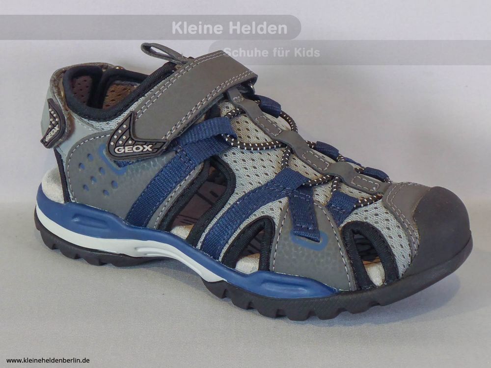 Kinderschuh Geox Borealis, Halboffene Sandale in grau/blau mit Klett